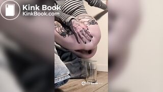 Girl shits in glass n tease