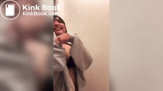 girl pooping at home toilet