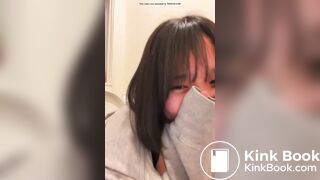 girl pooping at home toilet