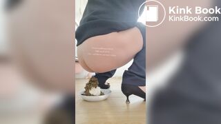 Chinese girl squatting on toys to defecate