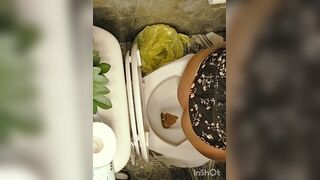 Girl pooping at friends house toilet