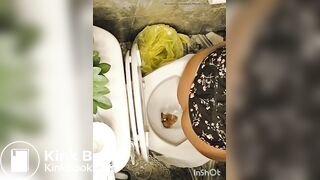 Girl pooping at friends house toilet