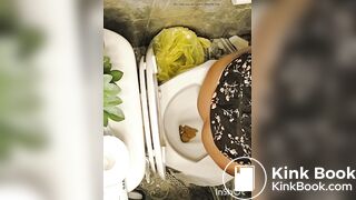 Girl pooping at friends house toilet