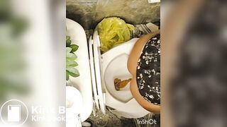 Girl pooping at friends house toilet
