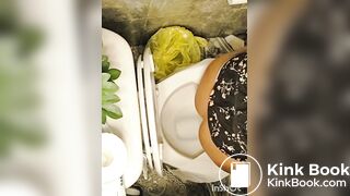 Girl pooping at friends house toilet
