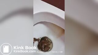 Pooping in public toilet and eating
