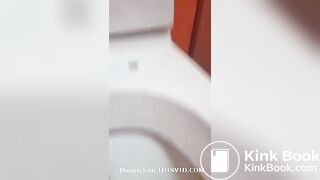 Pooping in public toilet and eating