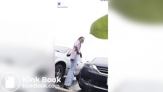 crazy scat bitch shit in a car park