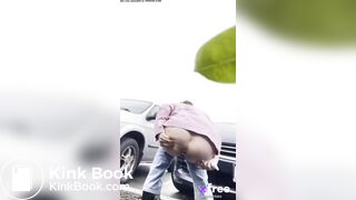 crazy scat bitch shit in a car park
