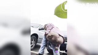 crazy scat bitch shit in a car park