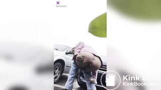 crazy scat bitch shit in a car park