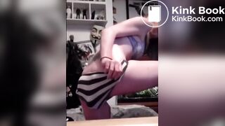 Big poop in striped panties