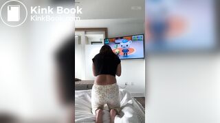 Sexy Hot Brunette Girl Shits Her Diaper Watching TV