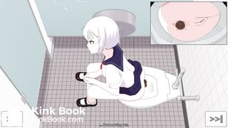 The constipated girl pooping animation