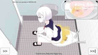 The constipated girl pooping animation