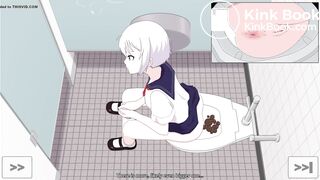 The constipated girl pooping animation