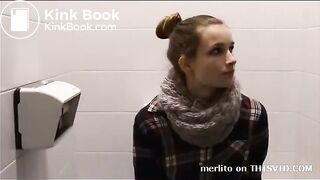 Hot girl had to poop in public toilet