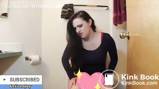 Sexy girl really need diarrhea in home bathroom