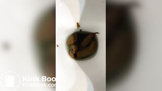 Tan model drops thick turds that leave her toilet stain