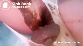 Huge poo in white panties..