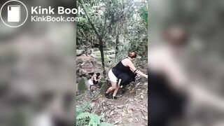 Lesbain scat orgy during hiking