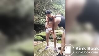 Lesbain scat orgy during hiking
