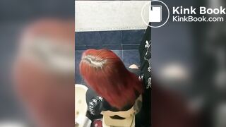 Red-Haired Cutie Takes a Dump on the Toilet