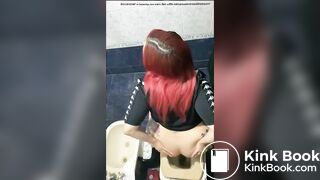 Red-Haired Cutie Takes a Dump on the Toilet