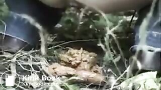 2 kinky girls pee and poo in the woods..