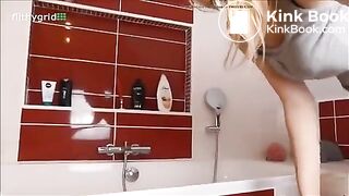 German girl poop in the bathtub