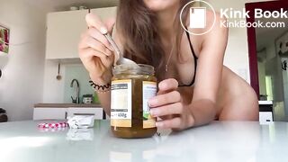 Poo in the apricot jam pot..