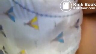 Sexy Hot White Girl Blue Bedtime Diaper Poop