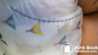 Sexy Hot White Girl Blue Bedtime Diaper Poop