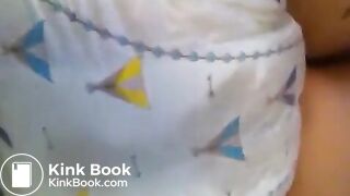 Sexy Hot White Girl Blue Bedtime Diaper Poop