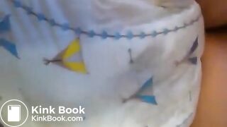 Sexy Hot White Girl Blue Bedtime Diaper Poop