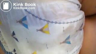 Sexy Hot White Girl Blue Bedtime Diaper Poop