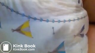 Sexy Hot White Girl Blue Bedtime Diaper Poop