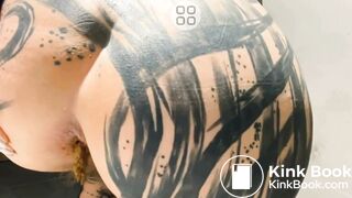 Inked Ass Close Up Pooping