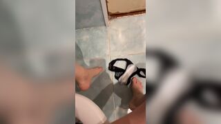 first person view pooping on toilet