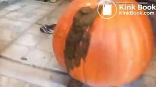 Hot girl shitting on pumpkin