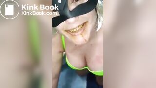 She clean her shitty fingers and swallow