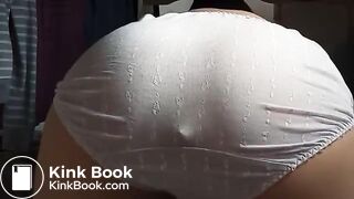 Sexy Hot Korean Girl Huge White Satin Panty Poop