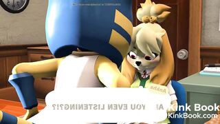 isabelle (animal crossing) diaper mess animation