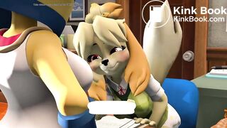 isabelle (animal crossing) diaper mess animation