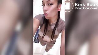 Beautiful ebony girl taking a shit