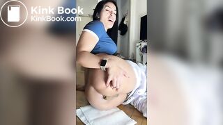 Hispanic girl poops while on her side