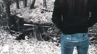 To poo in the snowy woods..