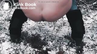 To poo in the snowy woods..