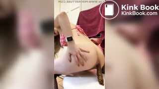 Blond teen pooping on the toilet