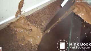 Asian woman shit on table and feet